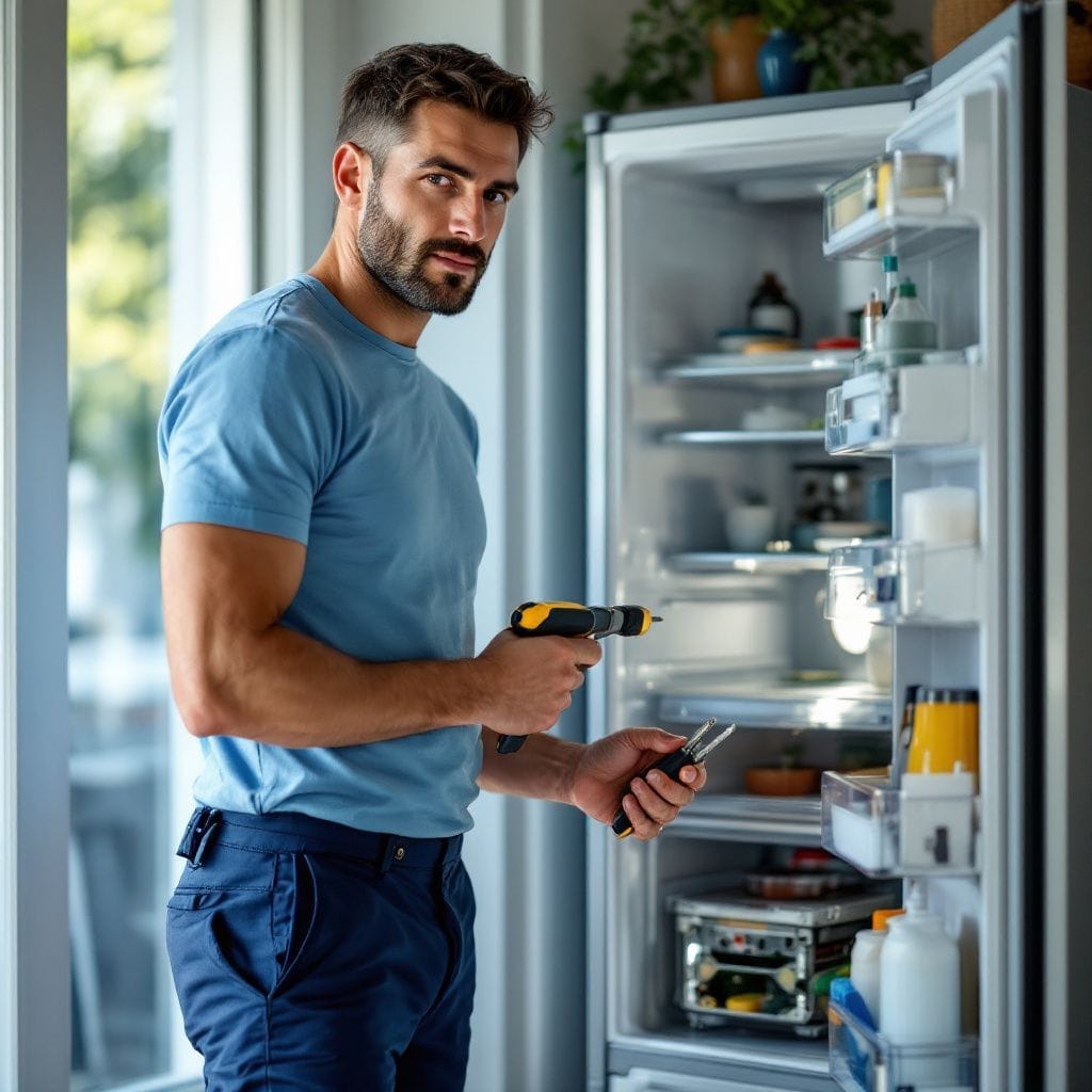 Técnico resolviendo problema de electrodoméstico